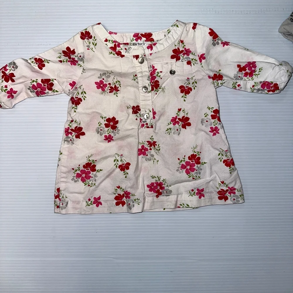 Lot of 4 Baby Girl Carter's Coral Ruffle Romper Jacket Top 3 Months Bundle